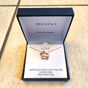 NWT silver plated Swarovski Crystal heart with infinity knot necklace